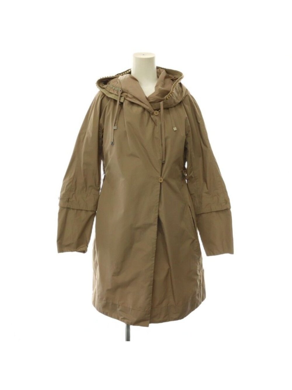 Max Mara S 'S Bijou Hood Nylon Coat Spring Mocha Brown 36